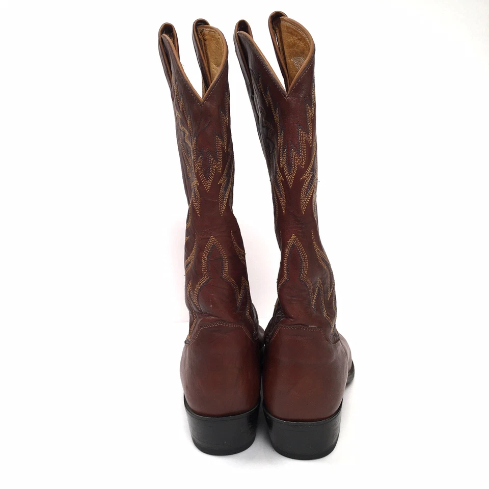 Justin Hombres Botas de Vaquero Buck Castaño Cuero Marrón Western Clásico Talla 8 Foto 3 de 4
