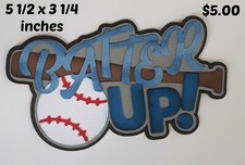 BATTER UP TITLE SPORT premade paper piecing 3D die cut Rhonda