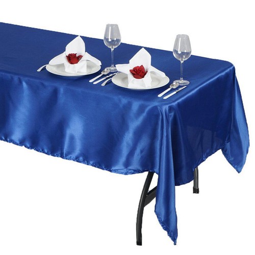 Tektrum 60 X 102 inch Rectangular Silky Satin Tablecloth - Party Banquet (Blue) - Picture 4 of 5