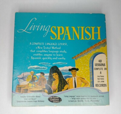 The Living Language Courses Living Spanish 4 Records Vintage 1955