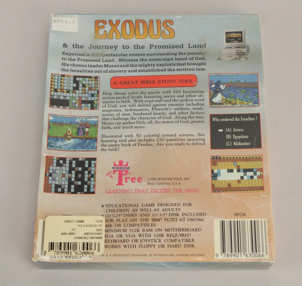 Exodus Journey to the Promised Land PC 1992 Wisdom Tree 5.25 3.5 v1.2 New Sealed - Image 3 of 4