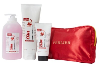 Perlier Candy Cane 3-Piece Bath and Body Kit w/ Cosmetic Bag-NEW SEALED