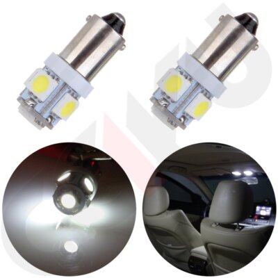 2Pcs BA9S T4W H6W White 5SMD LED Car Auto Wedge Side Light Bulbs Lamp T11 3886X