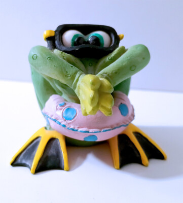 RARE Vintage Sprogz Frog Collection Figurine Scuba Swim Pool Goggles Mask Water