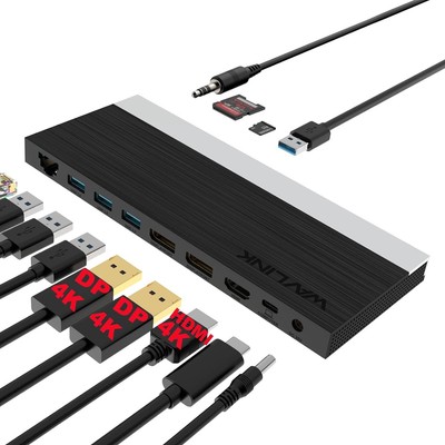 USB C Docking Station 100W PD Charging Triple 4K Display C Adapter HDMI 2