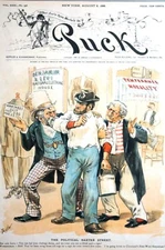 Ben Harrison War Tariff Free Whiskey 1888 WORKINGMAN for CLEVELAND Puck Print