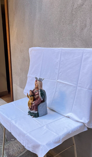Statua terracotta Madonna con bambino, natività Gesù Cristo, decorazione presepe - Foto 4 di 5