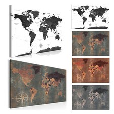 Weltkarte Map Weiß Landkarte VLIES LEINWAND DEKOBILDER WANDBILDER XXL WOHNZIMMER
