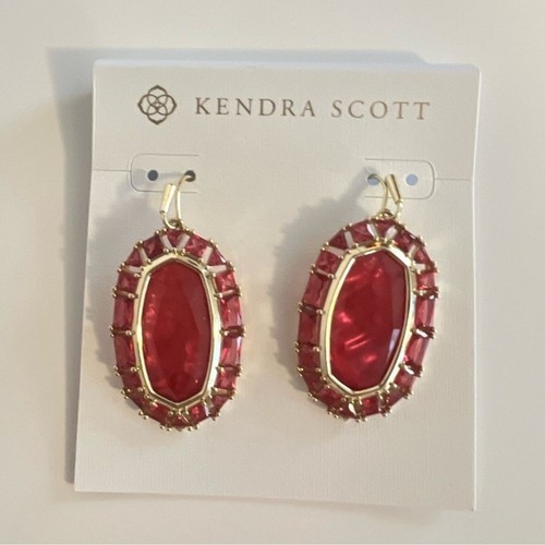 Orecchini a goccia Kendra Scott nuovi con etichette Elle oro lampone illusione cornice cristallo - Foto 2 di 6