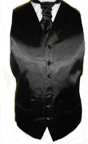 Mens Plain Satin Waistcoat with Cravat ( 12 Colours available) - Picture 15 of 25