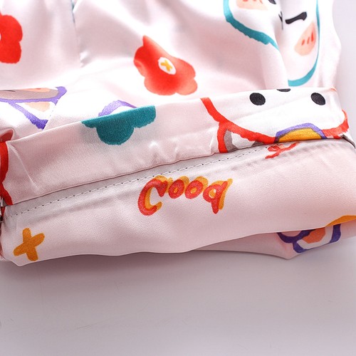 Juego de 2 piezas de pijama satinado lindo estampado de dibujos animados con pantalones cortos - Imagen 112 de 246