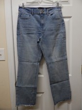 Susan Graver Stretch Denm Girlfriend Jean Frayed Cuff-Blue Lagoon-Reg 10-A456463