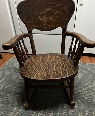 Antique Tiger Oak Child’s Rocking Chair | eBay