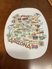 Fish Kiss Arizona Souvenir Plate State Map Grand Canyon Saguaro, 14” By 10”