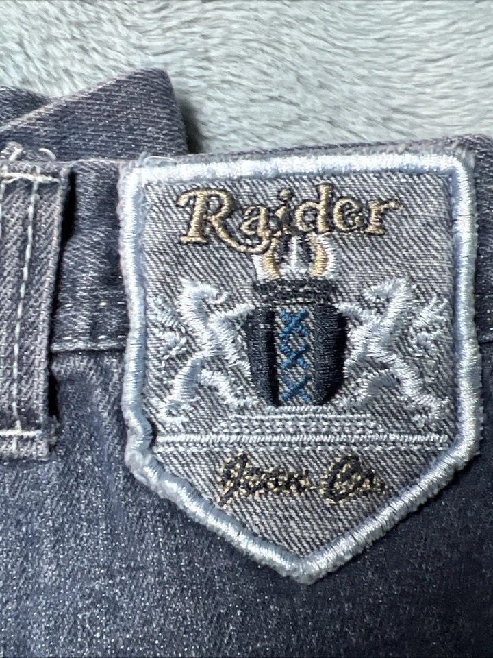 Pantalones de mezclilla Raider Ar48 para hombre 40x34 holgados pierna ancha bordados azul grunge Y2K Foto 3 de 4
