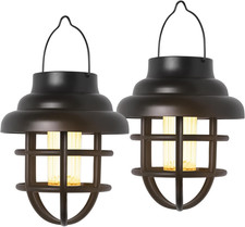 Solar Lanterns Outdoor Waterproof, 2-Pack Hanging Solar Lights for Outside
