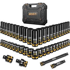 3/8" Drive Impact Socket Set, 48-Piece Metric  SAE Size 8-22mm  5/16"-3/4"...
