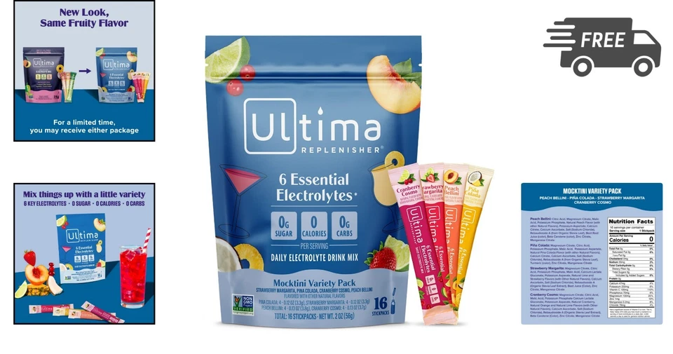 Mezcla de bebidas en polvo de electrolitos paquetes de hidratación sin azúcar 16 paquetes de barras Foto 2 de 4