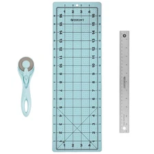 3-Piece Craft Set - 45mm Rotary Cutter for Fabric, Cutting Mat, and Ruler (14...