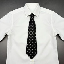 Polo Ralph Lauren Vintage Black Monogram Tie 56 Inch Made in USA 100% Silk 4 In