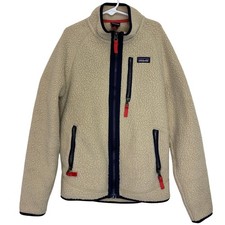 Patagonia Kids Retro Pile Fleece Jacket El Cap Khaki Blue Full Zip Size Large L