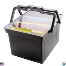 Advantus TLF2B Portable File Storage Box - Black Plastic for Legal/Letter Files