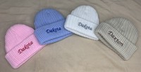 Personalised Newborn Baby Hat | Unisex Knitted Boy Girl | Custom Name Year Baby