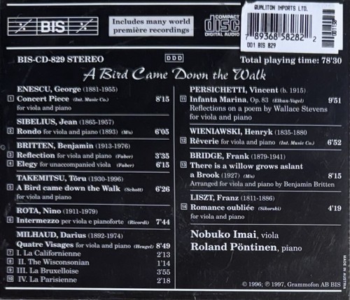 George Enescu 'A Bird Came Down the Walk' (Nobuko Imai / Roland (CD) (UK IMPORT) - Picture 2 of 2