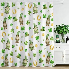 St. Patrick's Day Shower Curtain Green Lucky Clovers Shamrock Leaf Shower Cur...