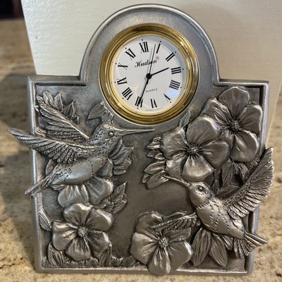 Hudson Fine Pewter Hummingbird Quartz Clock NOS - (4  x 4 ) U.S.A. #3600