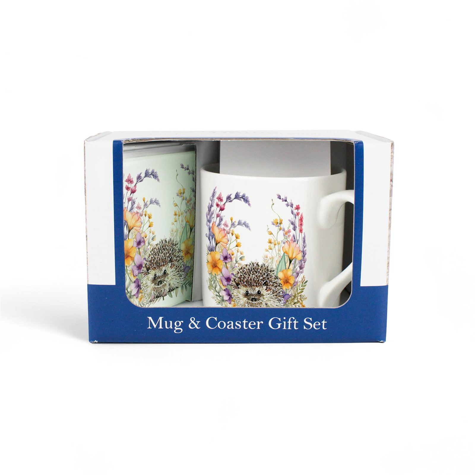 Floral Hedgehog Mug & Coaster Gift Set - Tea/Coffee Bone China Cup Present