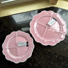 Nicole Miller Pink & White Melamine Dinner & Desert Plates, 8 Pc, Party Spring