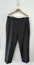 Men  s Lands End Charcoal Gray Wool Flat Front Cuffed Dress Pants Size 40