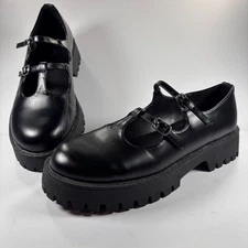 Dream Pairs 7 Mary Jane Chunky Platform Shoes Black Double Strap Goth Grunge