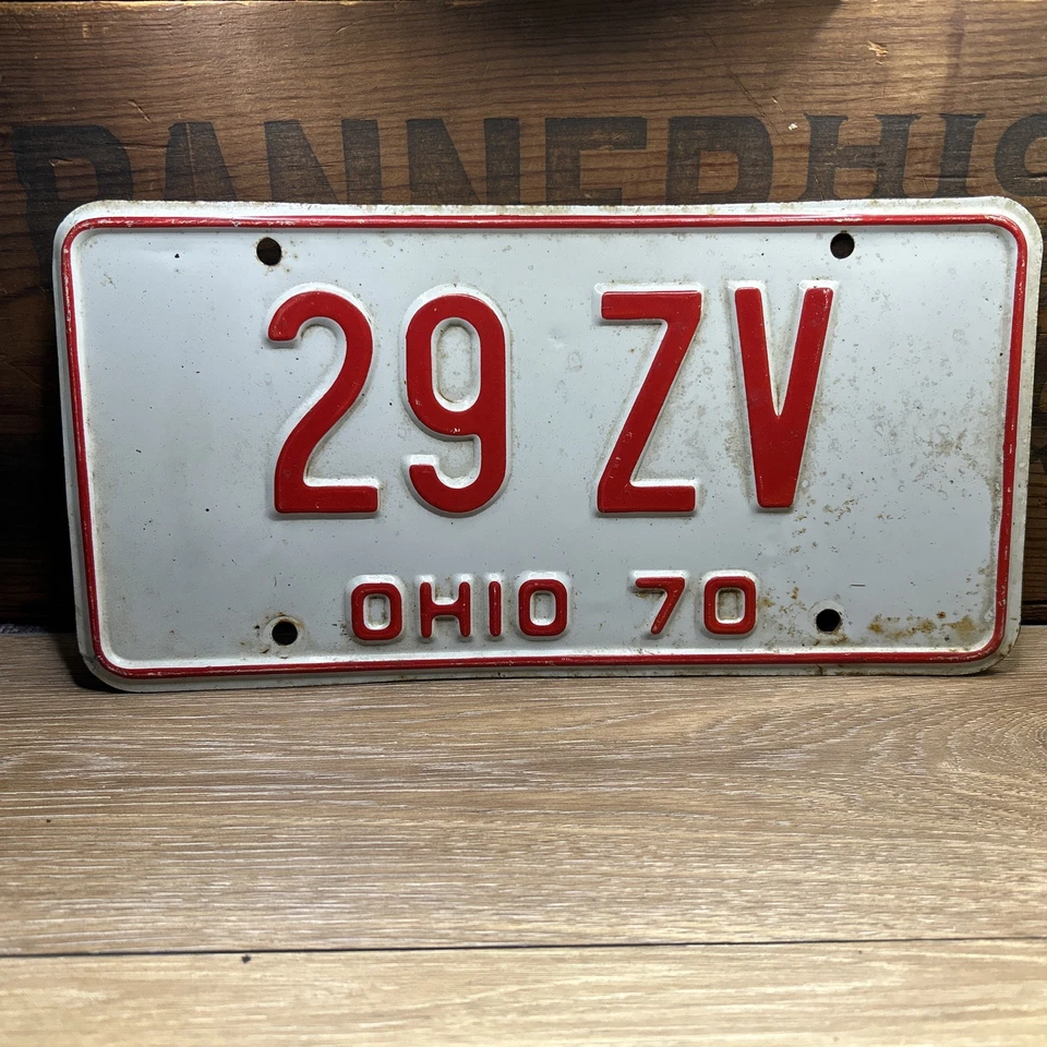 1970-е НОМЕРНОЙ ЗНАК ШТАТА ОГАЙО автомобиль грузовик патина СТАРЫЙ ЯРЛЫК 29 ZV - Изображение 2 из 4