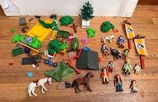 Lot of Playmobil Figures w/ Accessories Horses Racing Christmas Tree