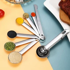 7 Piece Nonrust Steel Measuring Spoons Precise Kitchen Tool With Clear Marking