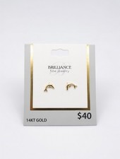 14K Solid Gold Dolphin Stud Earrings  Cute Minimalist Dolphin Studs