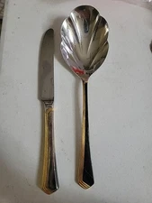 2 Pc Yamazaki Patrick, Black and Gold Serving and Table Knife