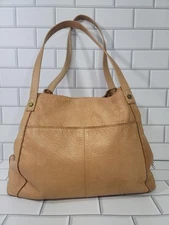 AMERICAN LEATHER CO ~ Slouchy TAN Textured Leather Shoulder Satchel Handbag Boho