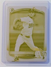 🔥2025 Bowman Draft Jamie Arnold 1/1 1st Bowman Yellow Printing Plate Athletics 
