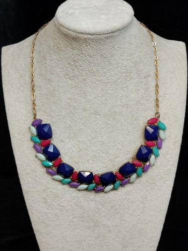 J Crew Beautiful Multicolor Acrylic Gold Tone Collar Necklace - Picture 20 of 20