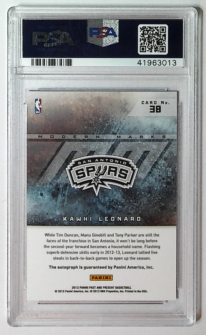Kawhi Leonard 2012-13 Panini Past & Present RC Rookie On Card Auto PSA 10 POP 1 view 2