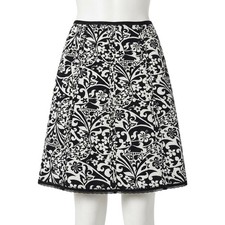 Old Navy 12 Black White Floral Scroll Just Below Waist Skirt