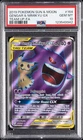 2019 POKEMON SUN & MOON TEAM UP #164 FULL ART/GENGAR & MIMIKYU GX PSA 10