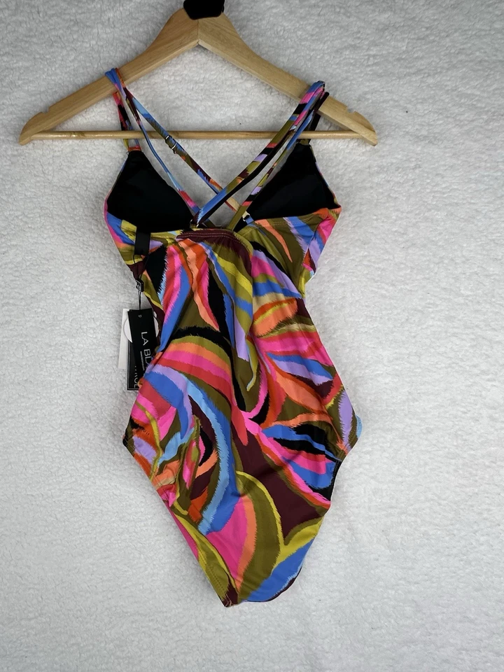 Traje de baño La Blanca Tropic Waves con aros con cordones de una pieza talla 4 inmersión NUEVO Foto 4 de 4