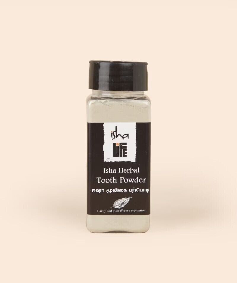 Isha Life Herbal Tooth Powder, 60 gm. with Clove oil, Menthol, Tulasi