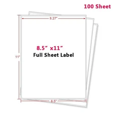 100x Full Sheet Sticker Labels Shipping Address Labels for Laser/Ink Jet Printer
