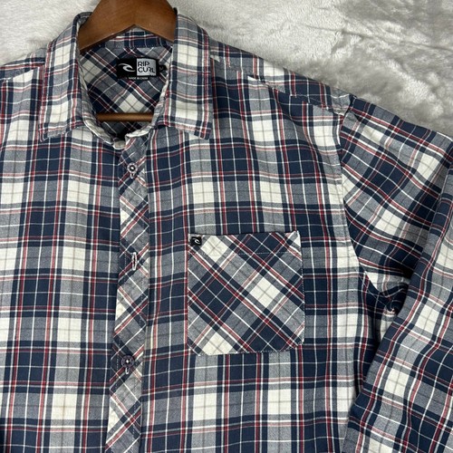 Rip Curl Mens Plaid Button Up Long Sleeve Casual Shirt - Picture 3 of 12