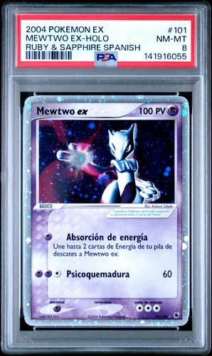 2004 POKEMON SPANISH EX RUBY & SAPPHIRE #101 MEWTWO EX-HOLO PSA 8